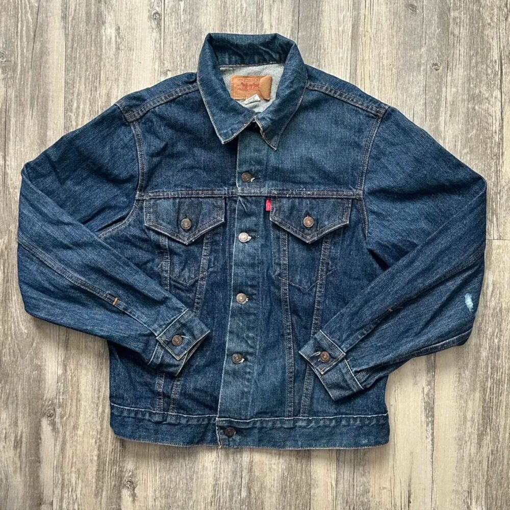 Vintage 60s Levi's Type 3 Trucker Denim Jacket 70505 0217 Size 40 #529 Dark Wash